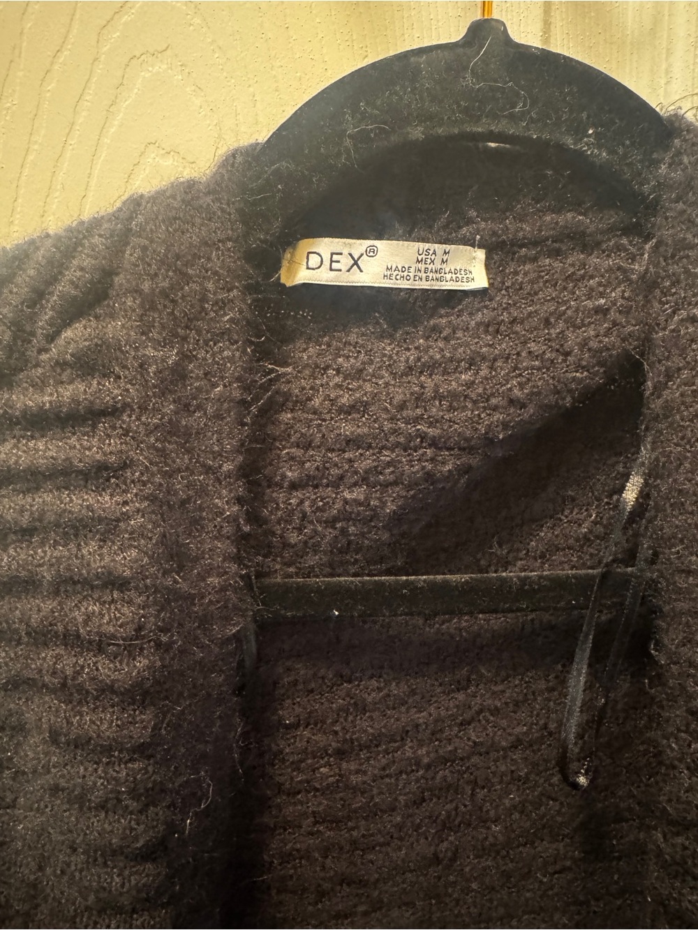 Dex Black Ribbed Knit Hooded Cardigan